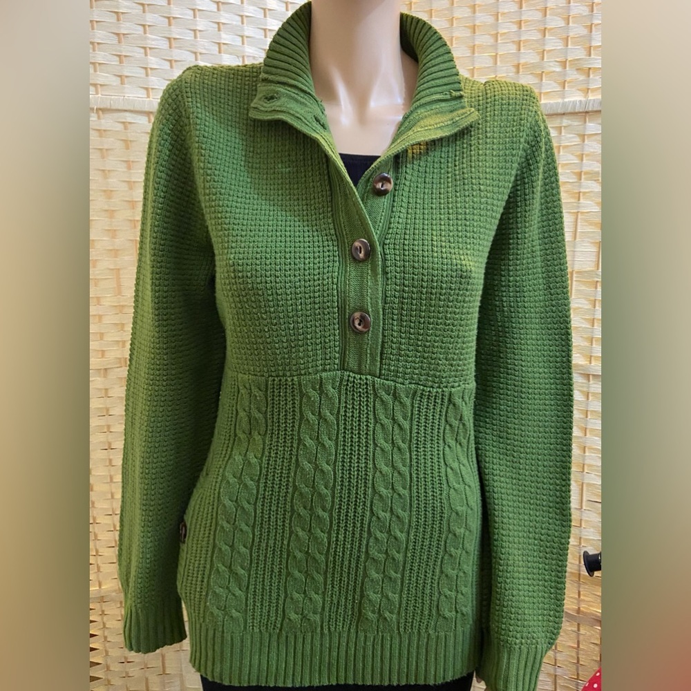 Charter Club Green Pull Over Turtle- Collar Sweater Size L